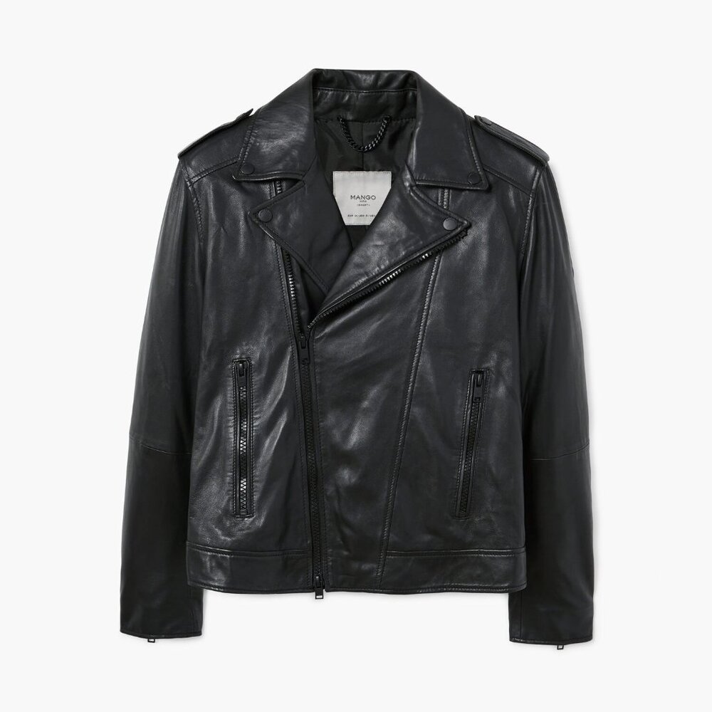 MANGO MEN'S USA SMALL SMART FIT KEVIN SOFT SHEEP LEATHER BIKER JACKET NEW TAGS